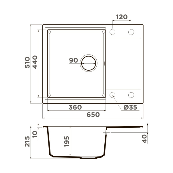 Мойка кухонная Omoikiri Daisen 65 PA 4993680, пастила
