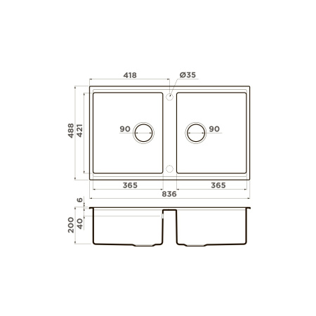 Мойка кухонная Omoikiri Kitagawa 83-2-U GB 4993811, графит