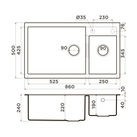 Мойка кухонная Omoikiri TEDORI 86-2-LB-BE 4993933, ваниль