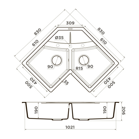 Мойка кухонная Omoikiri SUMI 83C BL 4993864, черный