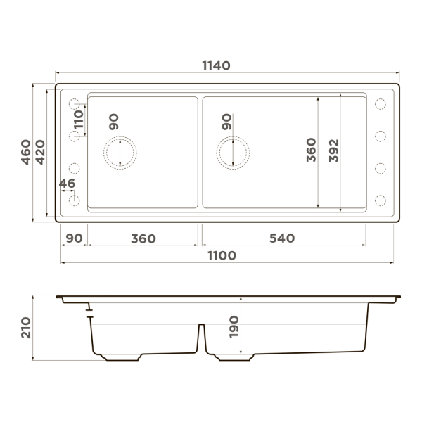 Мойка кухонная Omoikiri Sintesi Pro 114-2-U/I cn 4997452, Canyon