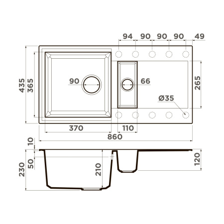Мойка кухонная Omoikiri SAKAIME 86-2 BE 4993118, ваниль