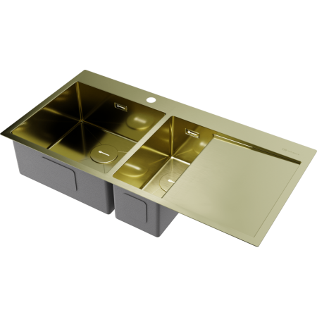 Мойка кухонная Omoikiri AKISAME 100-2 LG-L крыло справа, 4973089, светлое золото