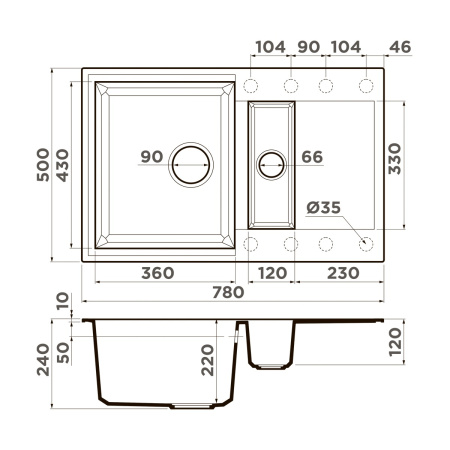 Мойка кухонная Omoikiri SAKAIME 78-2 BE 4993115, ваниль