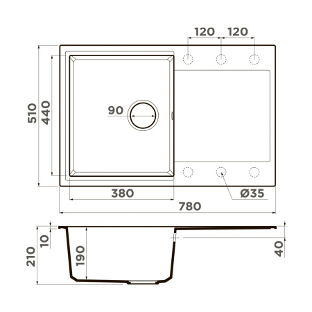 Мойка кухонная Omoikiri Daisen-78-PA 4993323, пастила