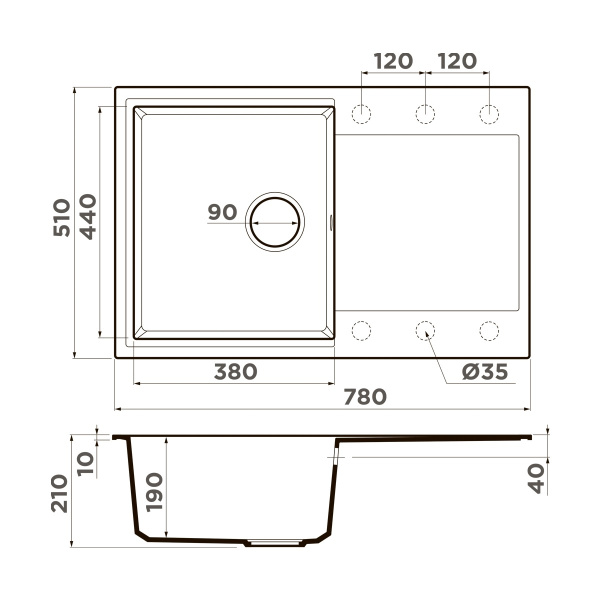 Мойка кухонная Omoikiri Daisen-78-PA 4993323, пастила
