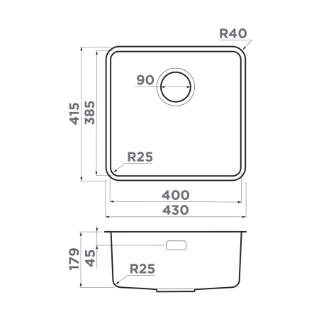 Мойка кухонная Omoikiri OMI 43-U/I ULTRA-IN 4997411, нержавеющая сталь