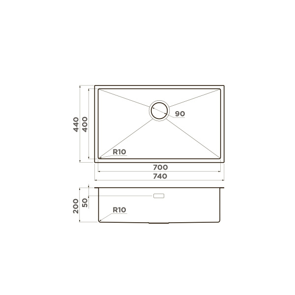 Мойка кухонная Omoikiri Taki 74-U/IF-L Side lg 4997472, светлое золото