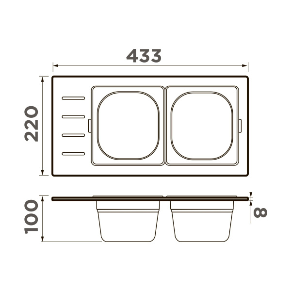 Контейнер Omoikiri DC-02-2 IN, 4999075, нержавеющая сталь