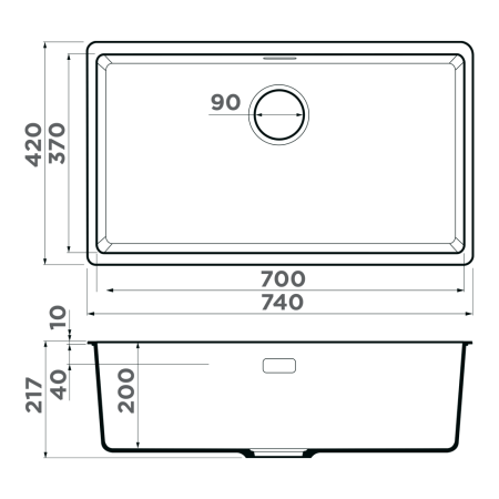 Мойка кухонная Omoikiri Kata 74-U es 4997565, эспрессо