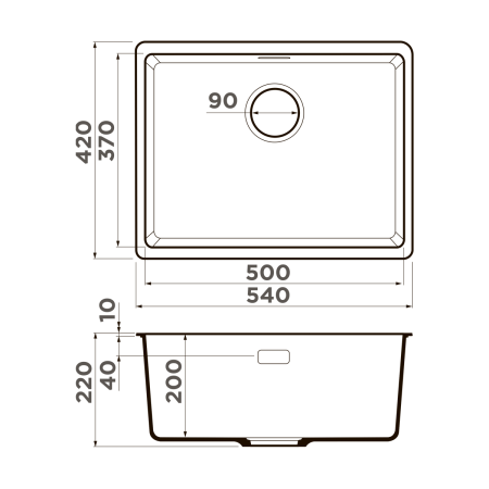 Мойка кухонная Omoikiri Kata 54-U es 4997503, эспрессо