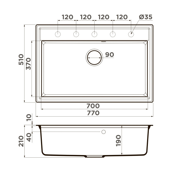 Мойка кухонная Omoikiri Daisen-77-PA 4993626, пастила