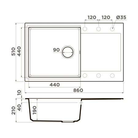Мойка кухонная Omoikiri Daisen-86-BE 4993694, ваниль