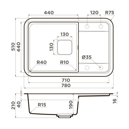 Мойка кухонная Omoikiri TASOGARE 78 SA 4993751, бежевый