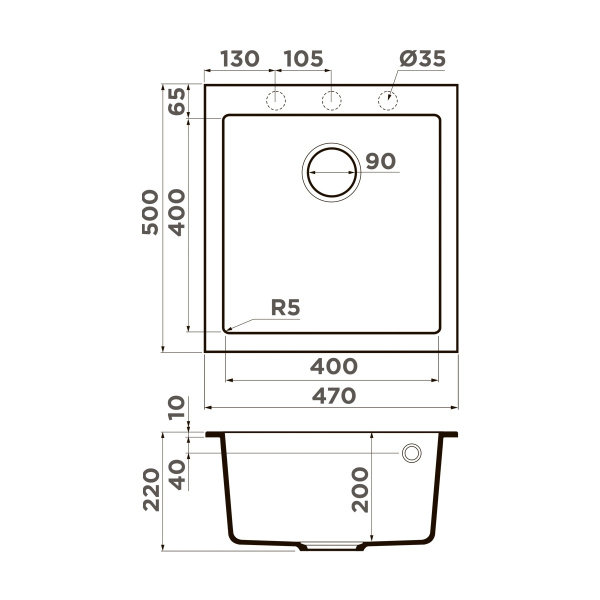 Мойка кухонная Omoikiri BOSEN 47A GB 4993815, графит
