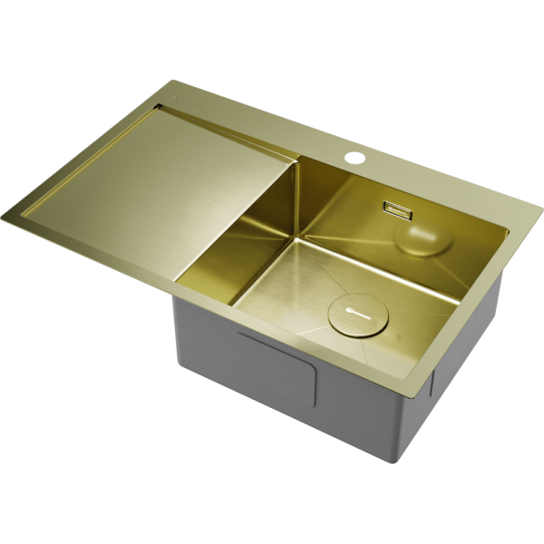 Мойка кухонная Omoikiri AKISAME 78 LG-R крыло слева, 4973086, светлое золото