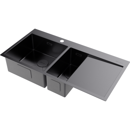Мойка кухонная Omoikiri AKISAME 100-2 GM-L крыло справа, 4973103, вороненая сталь