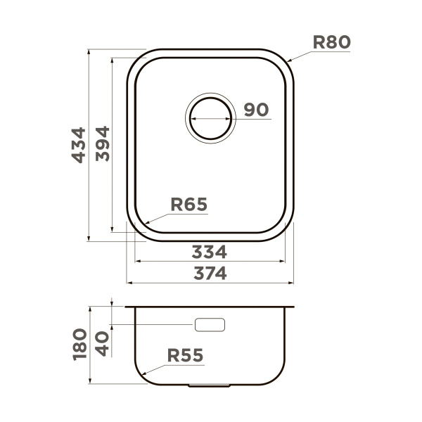 Мойка кухонная Omoikiri OMI 38-U/I IN 4997435, нержавеющая сталь