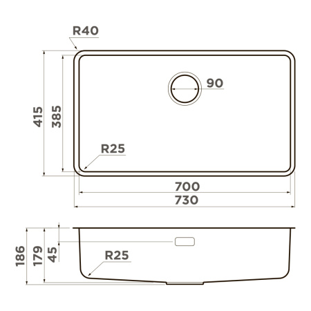 Мойка кухонная Omoikiri Omi 73-U/I Ultra in 4997561, нержавеющая сталь