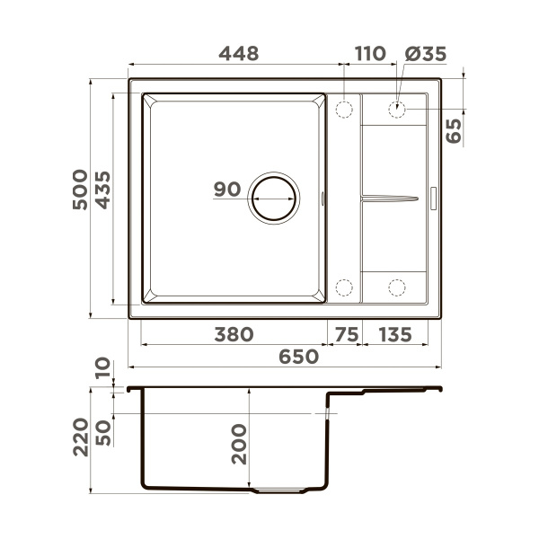 Мойка кухонная Omoikiri Sumi 65-DC 4993674, темный шоколад