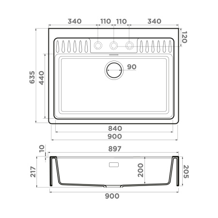 Мойка кухонная Omoikiri KINOKAWA 90 WH 4993853, белый