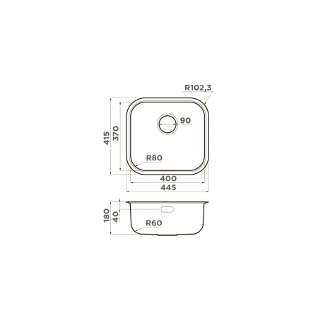 Мойка кухонная Omoikiri OMI 44 GM 4993191, вороненая сталь