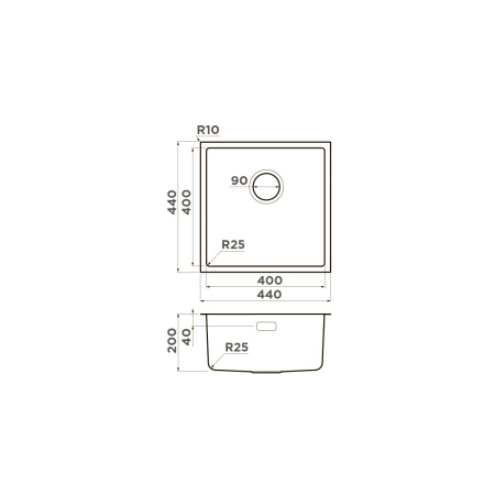Мойка кухонная Omoikiri Tadzava 44-U/I Quadro IN 4993509, нержавеющая сталь