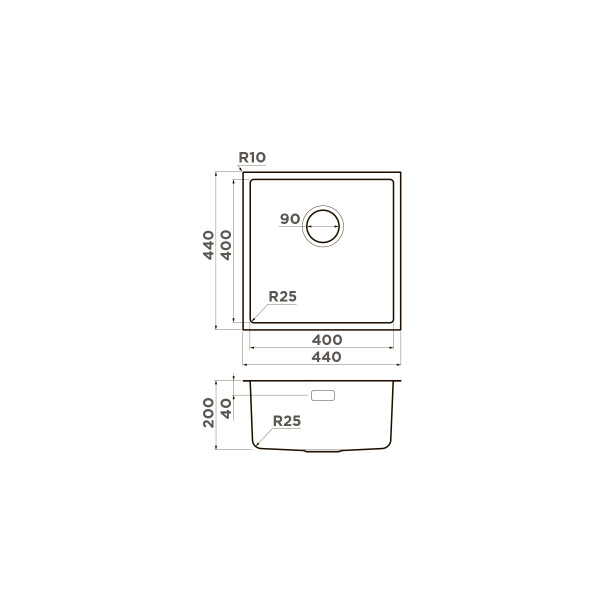 Мойка кухонная Omoikiri Tadzava 44-U/I Quadro IN 4993509, нержавеющая сталь