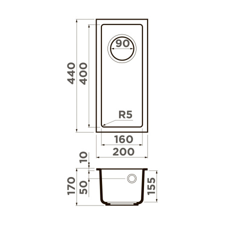 Мойка кухонная Omoikiri BOSEN 20-U BE 4993154, ваниль