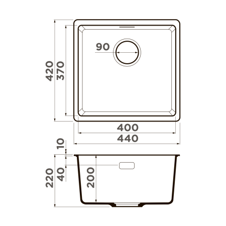 Мойка кухонная Omoikiri Kata 44-U es 4997502, эспрессо