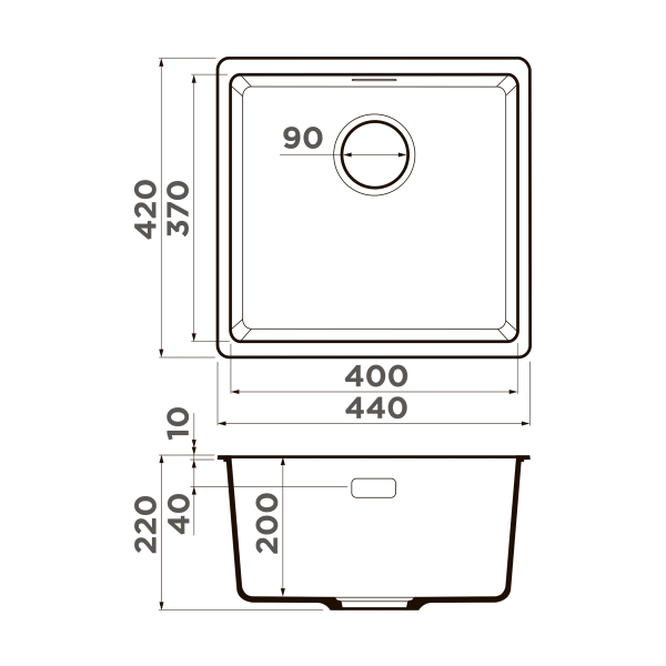 Мойка кухонная Omoikiri Kata 44-U es 4997502, эспрессо