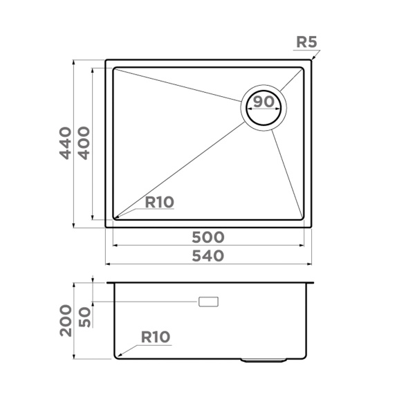 Мойка кухонная Omoikiri Taki 54-U/IF Microdecor in 4997467, нержавеющая сталь