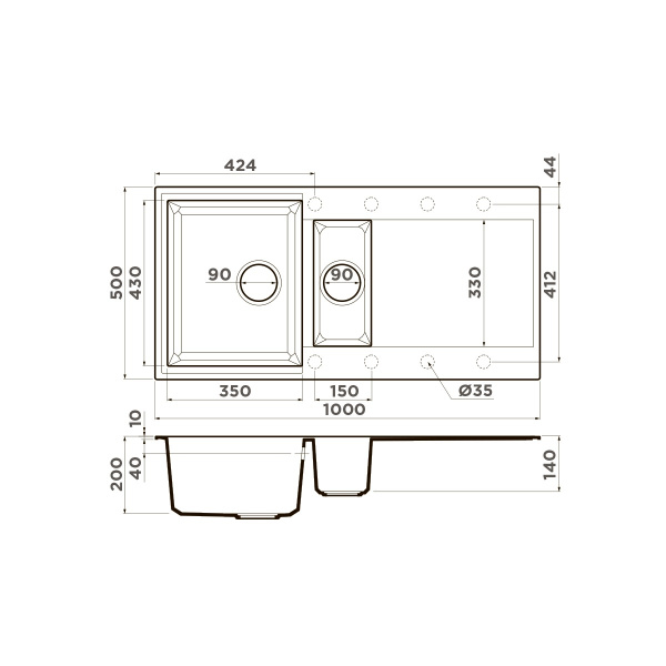 Мойка кухонная Omoikiri SAKAIME 100-2-WH 4993895, белый