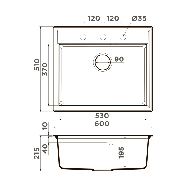 Мойка кухонная Omoikiri Daisen 60-PA 4993618, пастила