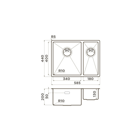 Мойка кухонная Omoikiri Taki 58-2-U/IF IN-L 4993768, нержавеющая сталь