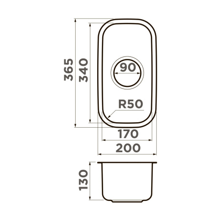 Мойка кухонная Omoikiri OMI 20-U-IN 4997022, нержавеющая сталь