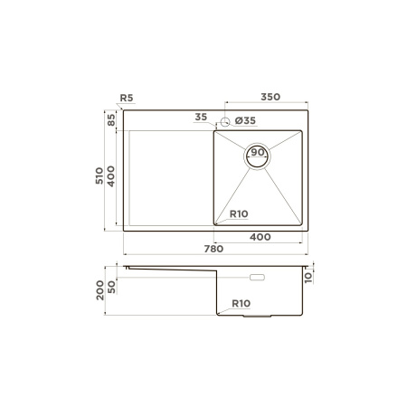 Мойка кухонная Omoikiri AKISAME 78 GM R 4973100, вороненая сталь