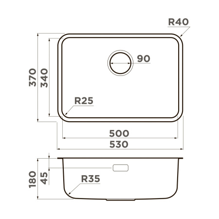 Мойка кухонная Omoikiri OMI 53-U/I ULTRA MINI-LG 4997406, светлое золото