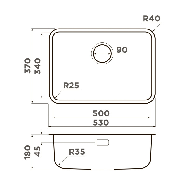 Мойка кухонная Omoikiri OMI 53-U/I ULTRA MINI-IN 4997405, нержавеющая сталь