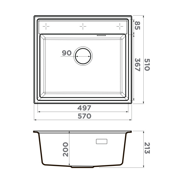 Мойка кухонная Omoikiri DAISEN 57-BL 4997308, черный