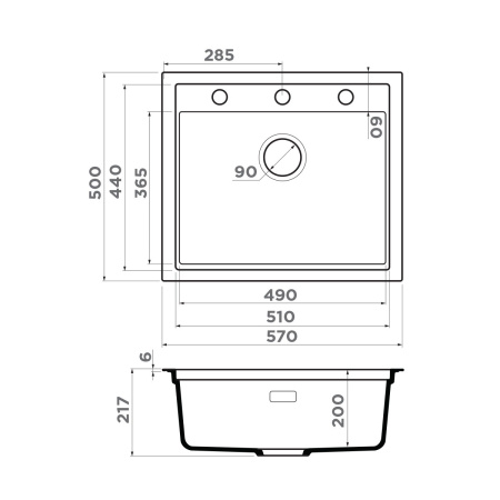 Мойка кухонная Omoikiri SINTESI 57 GR 4997144, Leningrad grey