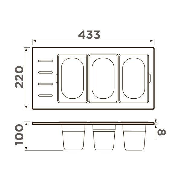 Контейнер Omoikiri DC-02-3 IN, 4999078, нержавеющая сталь