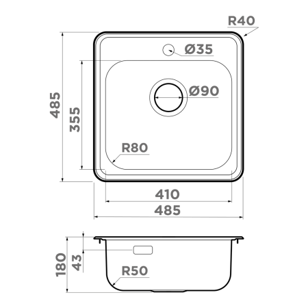 Мойка кухонная Omoikiri NOTORO 48-SI MATT 4997437, silver matt