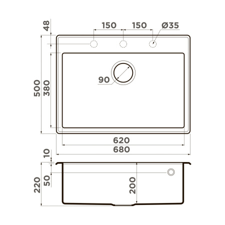 Мойка кухонная Omoikiri TEDORI 68-DC 4993968, темный шоколад