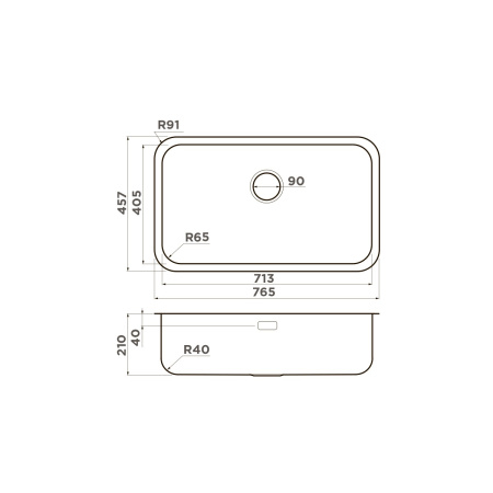 Мойка кухонная Omoikiri OMI 76-U/I IN 4993500, нержавеющая сталь
