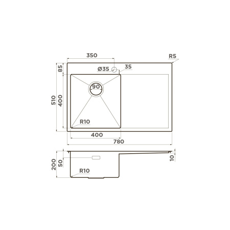 Мойка кухонная Omoikiri Akisame 78 GM L 4973099, вороненая сталь