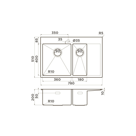 Мойка кухонная Omoikiri AKISAME 78-2 IN L 4973062, нержавеющая сталь