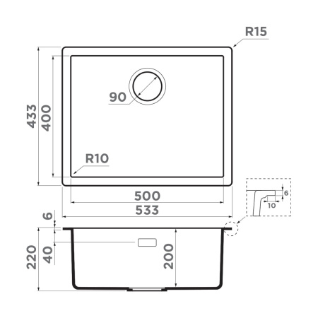 Мойка кухонная Omoikiri YAMAKAWA 55 INTEGRA-GB 4997263, графит
