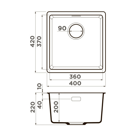 Мойка кухонная Omoikiri Kata 40-U-SA 4993422, бежевый